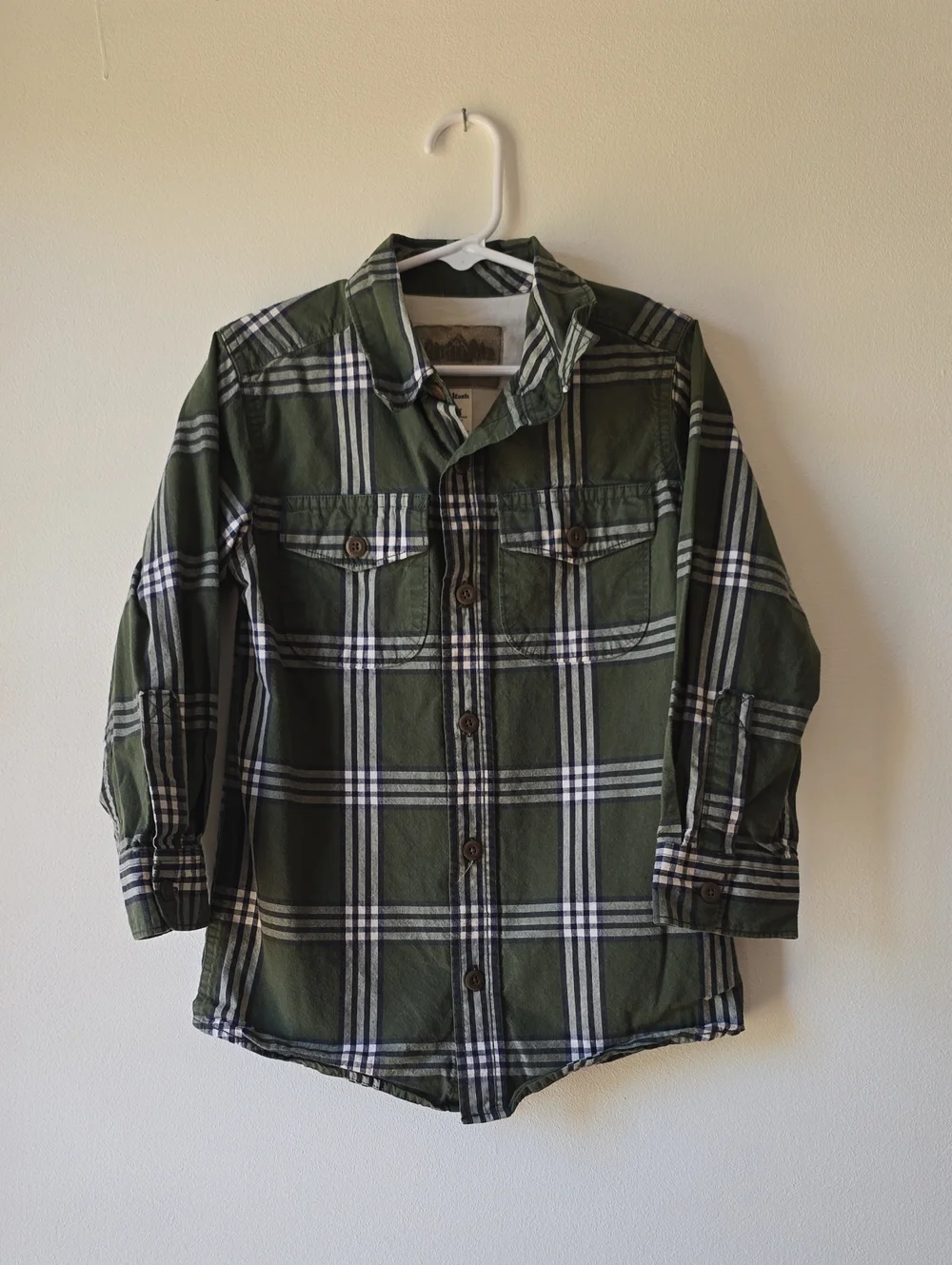 OshKosh B'gosh Olive Green Plaid Button-Up Jacket